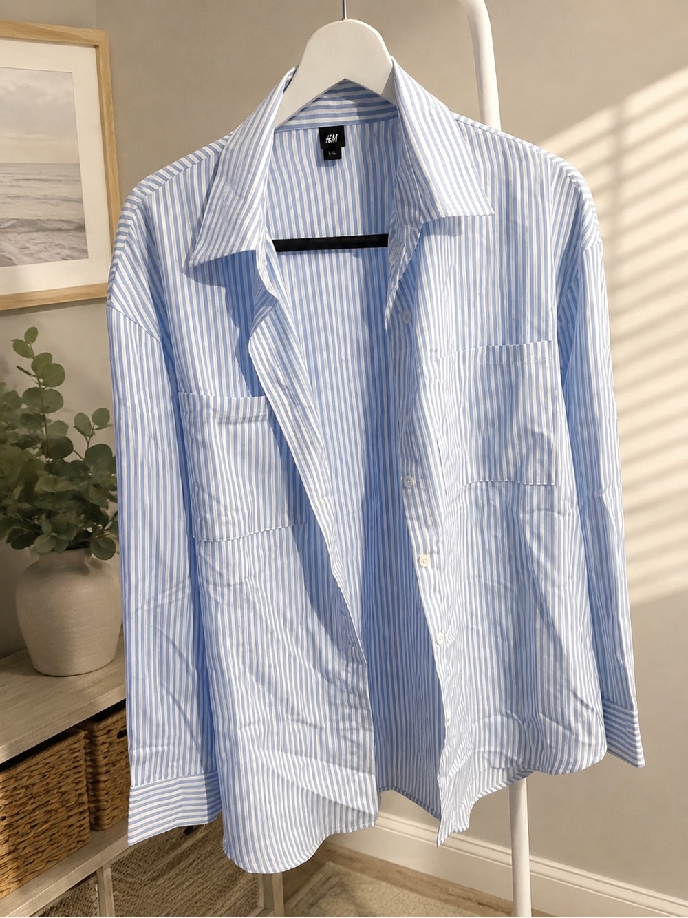 New Blue and White Striped Button Down Shirt
